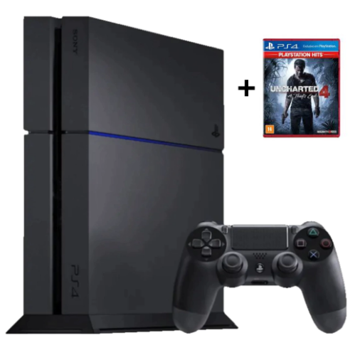 ps4 fat 500gb + jogo ps4 brinde / 1 ano de garantia / frete grátis