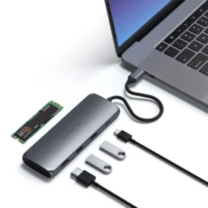 Adaptador Hub Multiporta Híbrido Usb-c 5 Portas Slot Ssd Incluso Pd 100w Hdmi